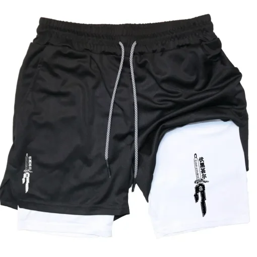 Shorts desportivos masculinos de compressão para ginásio