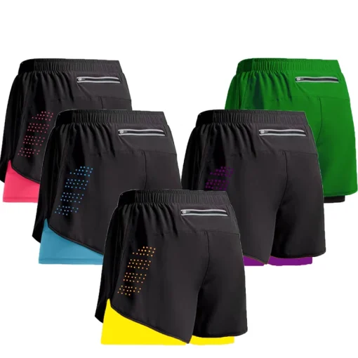 Shorts esportivos 2 em 1 para corrida e academia