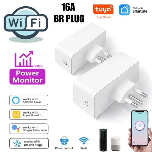 Smart Plug WiFi 16A Brasil Tuya Monitor Energia