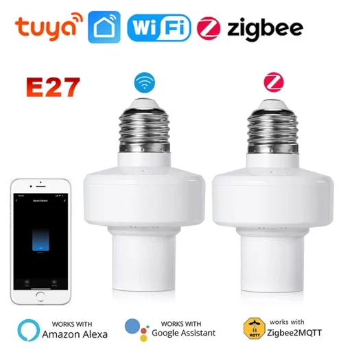 Soquete de lâmpada inteligente Tuya Wi-FiZigbee E27