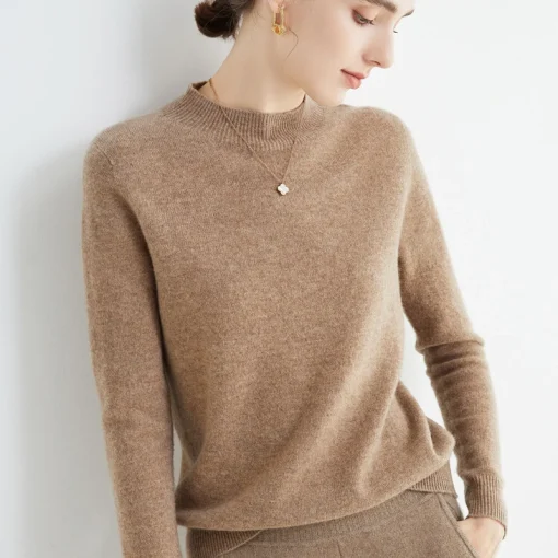 Suéter feminino de lã merino e cashmere