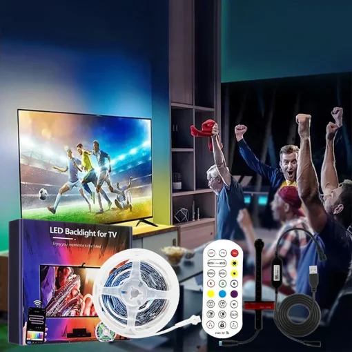 TV inteligente LED com Ambilight, Sincronização de Tela com Câmera, RGBIC 3,8M 5M 5V USB