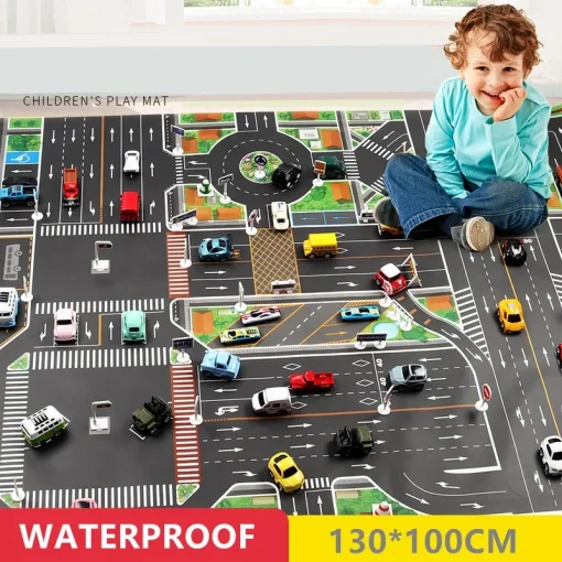 Tapete de Brinquedo Infantil Cidade de Trânsito Estacionamento