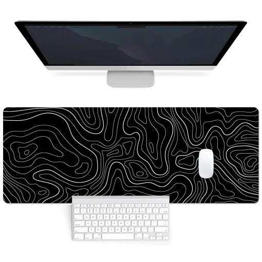 Tapete do Mouse Grande para Teclado, 80 x 30cm Preto e Branco