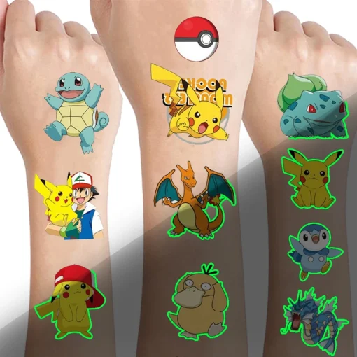 Tatuagens Luminosas Pokémon Pikachu Temporárias