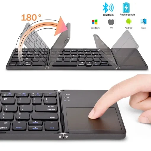 Teclado dobrável sem fio Bluetooth com touchpad para