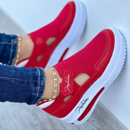 Tênis Vermelho Mulher Sapatos Esportivos Feminino