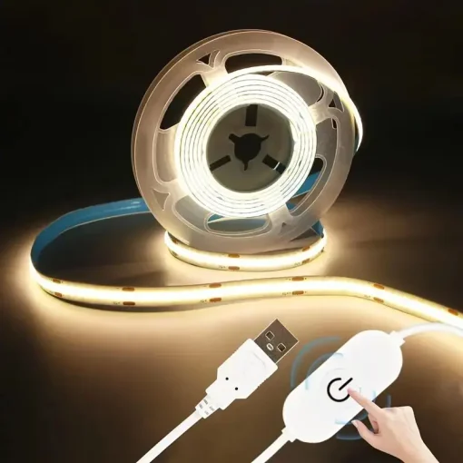 Tira de luz LED COB com sensor de toque USB