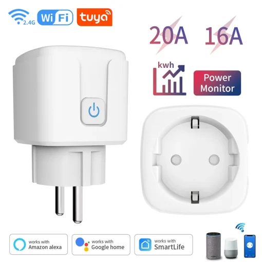 Tomada Inteligente Tuya EU16A20A, Plug Wi-Fi Inteligente