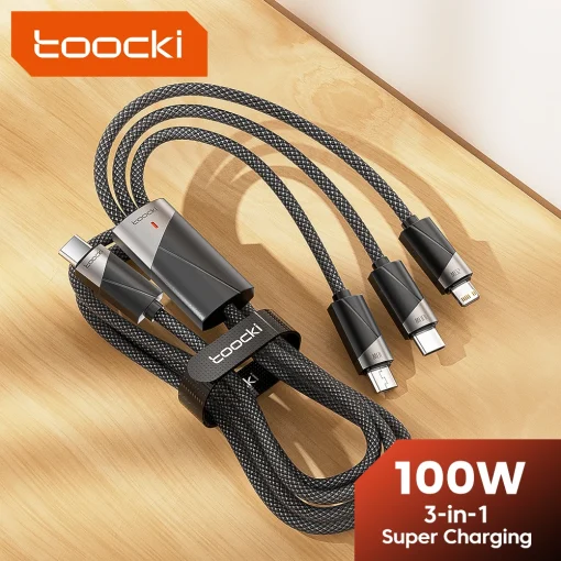 Toocki Cabo 3 em 1 Tipo C a USB C Micro Lightning