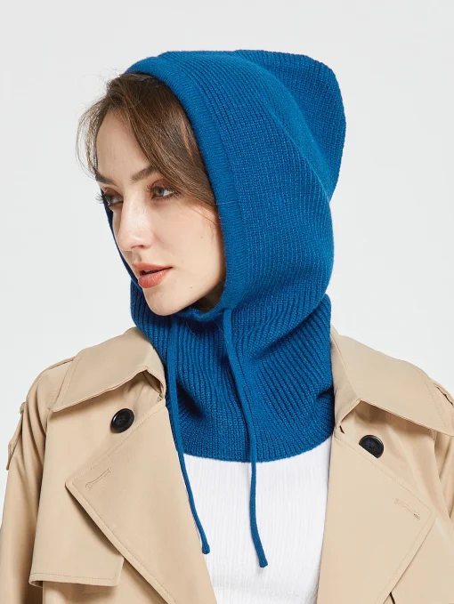 Touca gorro cachecol de lã tricotada para inverno