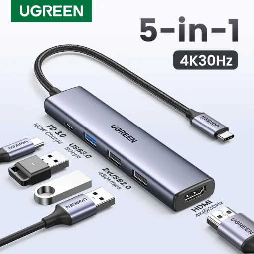 UGREEN 5 em 1 USB C Hub 4K