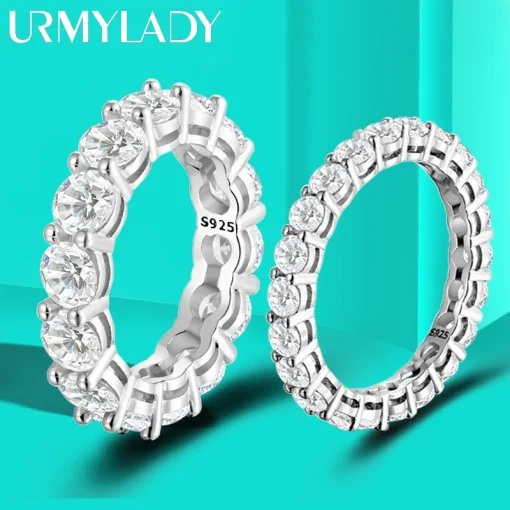 URMYLADY Moissanite 925 Prata Banhado a Ouro