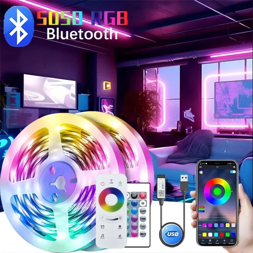 USB Fita LED Luz RGB 5050 Bluetooth