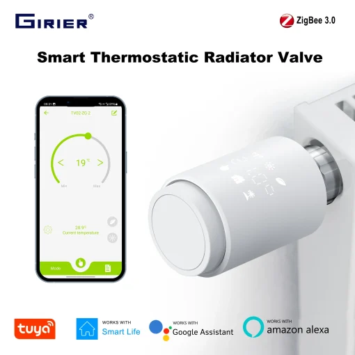 Válvula Termostática Radiador Inteligente GIRIER Tuya ZigBee