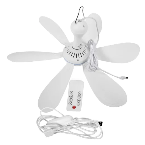 Ventilador Silencioso de Teto com Cabo USB, Controle Remoto