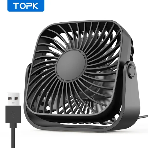 Ventilador portátil USB TOPK de 4 pol. com 3 velocidades