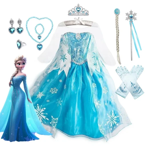 Vestido Elsa Halloween para festa infantil