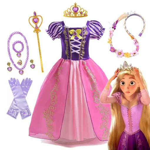 Vestido Fantasia Rapunzel Princesa Enrolados da Disney