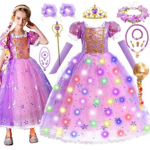 Vestido Rapunzel Menina Enrolados Fantasia Carnaval