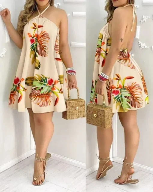 Vestido Tomara-Que-Caia Estampa Tropical, Verão