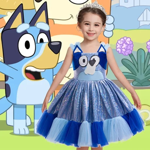 Vestido de Princesa Bluey 80-130cm