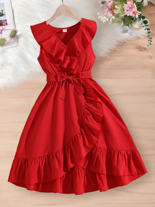 Vestido de menina verão novo estilo médio