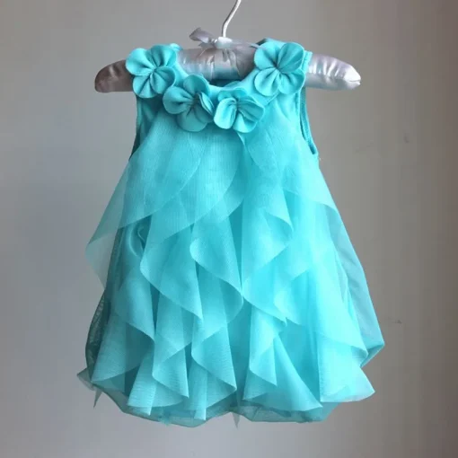 Vestido infantil de chiffon sem mangas para o verão