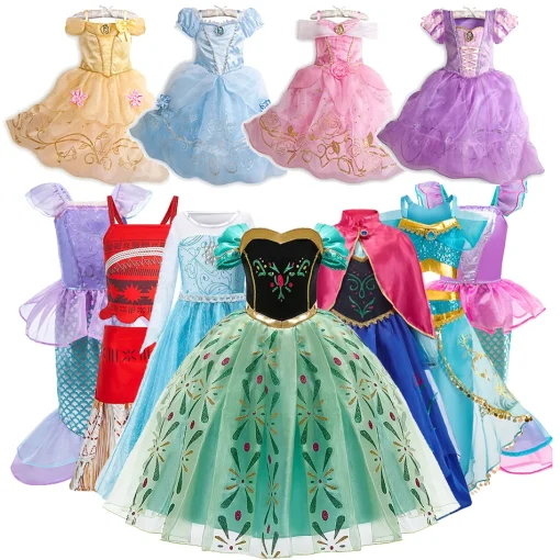 Vestido infantil de fantasia de princesa Kids Elsa Anna