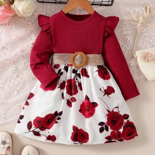 Vestido vermelho de Ano Novo infantil para meninas