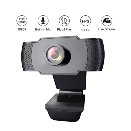 Webcam 1080P Nova Full HD Com Luz LED Microfone USB